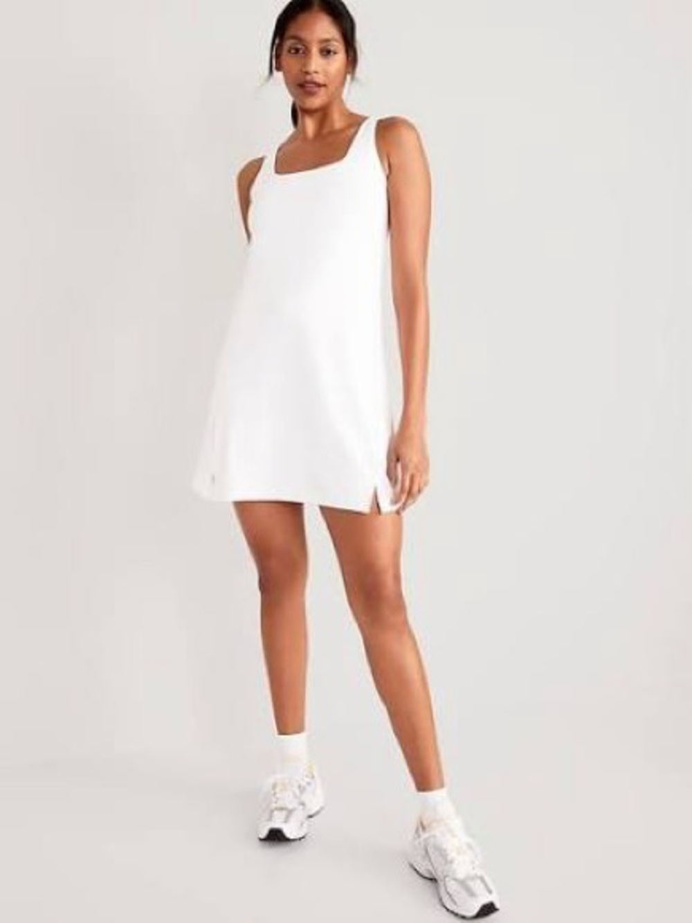 Old Navy PowerSoft Square-Neck Athletic Dress | L | Calla Lillies
